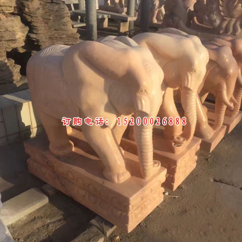 阳光晚霞红大象    石雕公园动物雕塑 (1)
