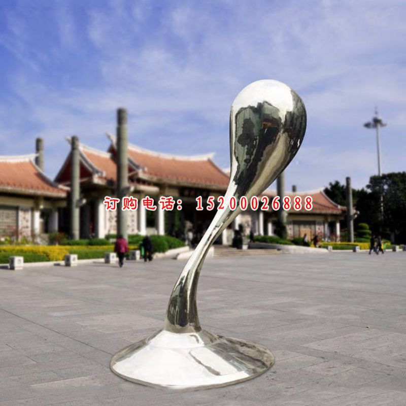 抽象创意水滴广场景观雕塑，不锈钢雕塑