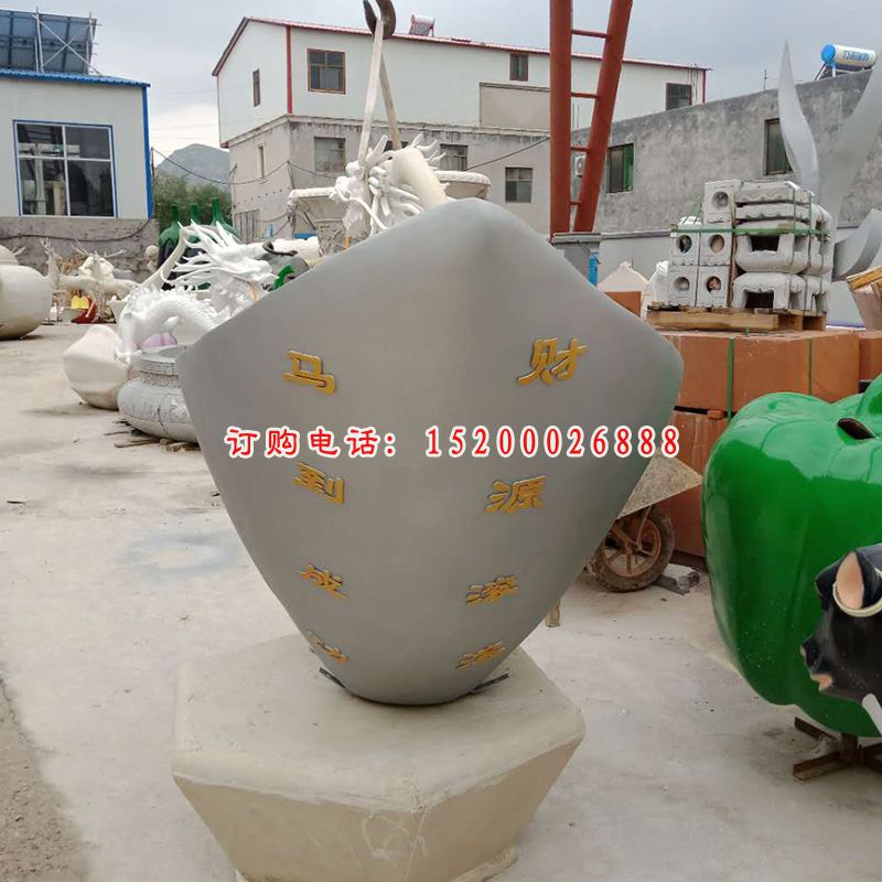 不锈钢元宝雕塑，财源滚滚雕塑 (1)