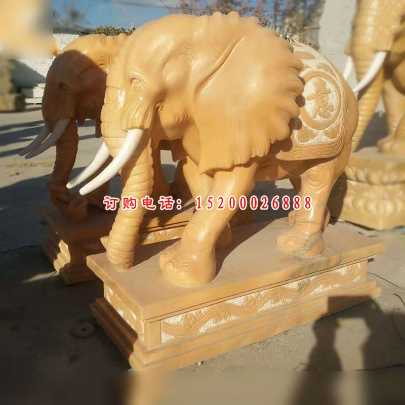 晚霞红石雕象，吉祥如意象石雕 (2)
