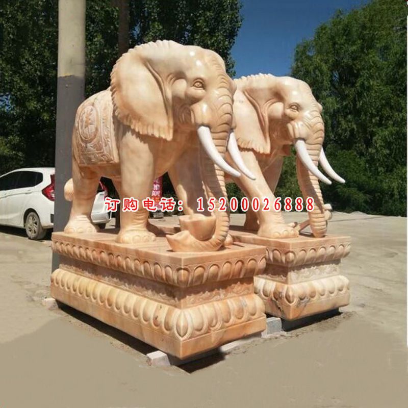 晚霞红石雕象，吉祥如意象 (3)