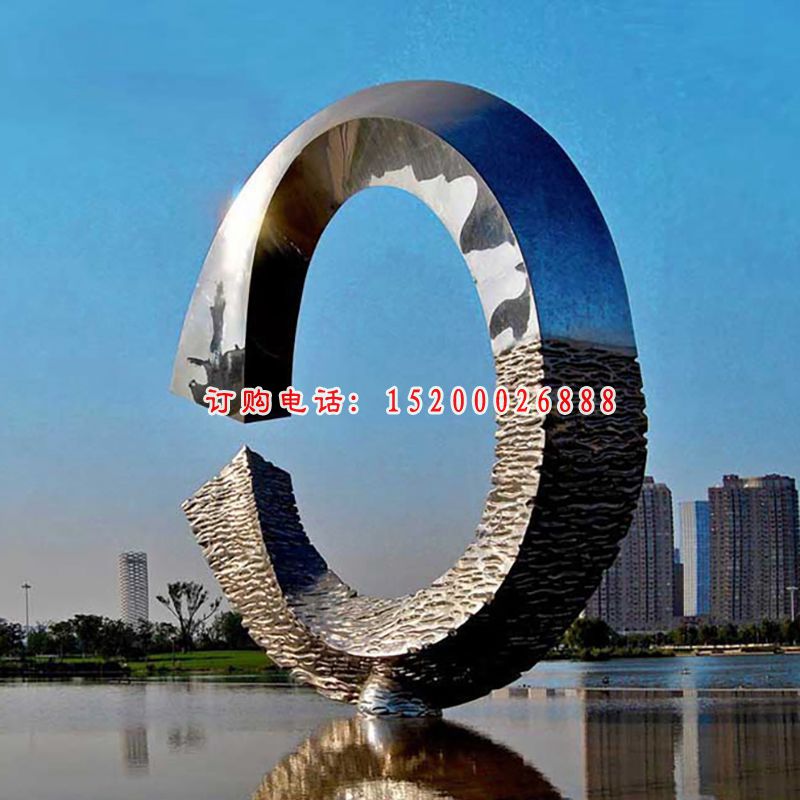 不锈钢抽象圆环雕塑，广场景观雕塑