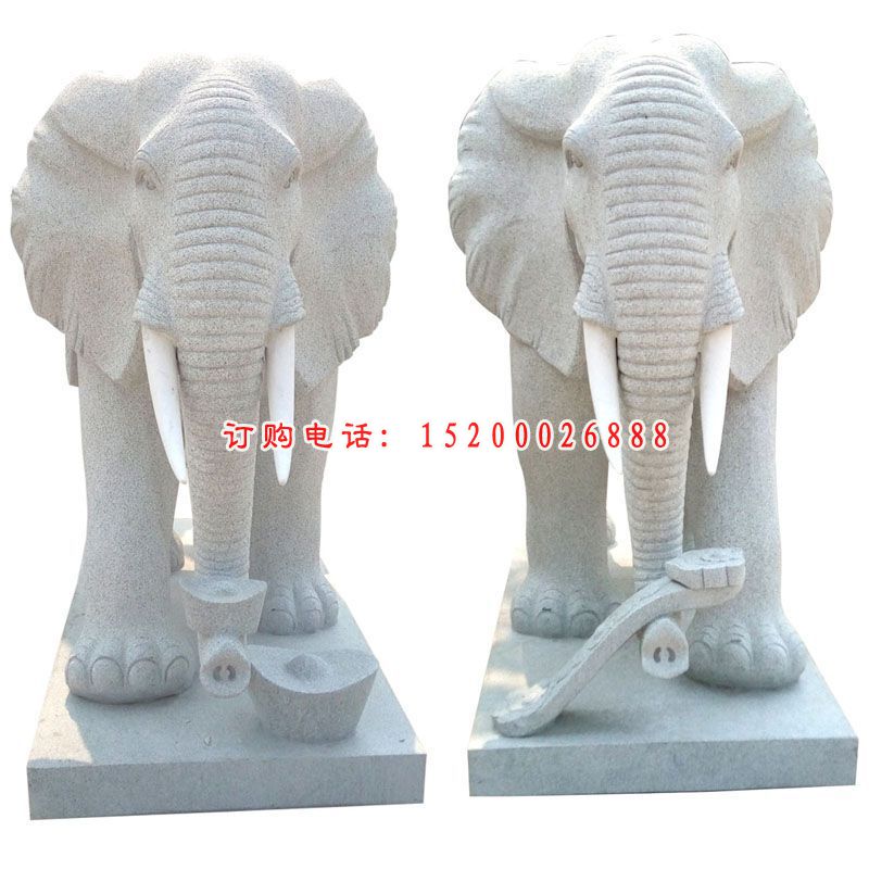 招财大象雕塑，石雕大象 (1)