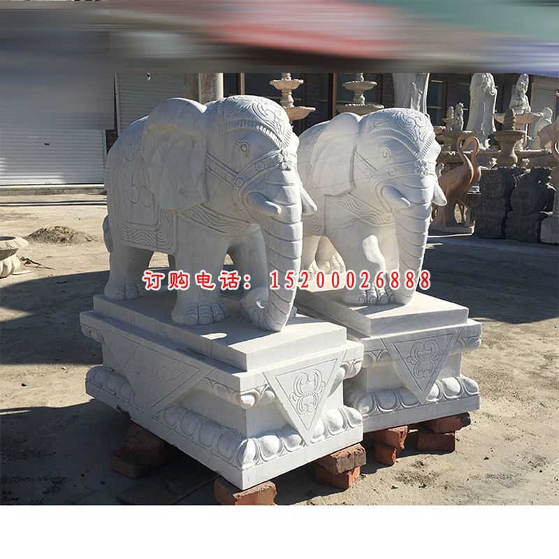 印度象石雕，大理石大象 