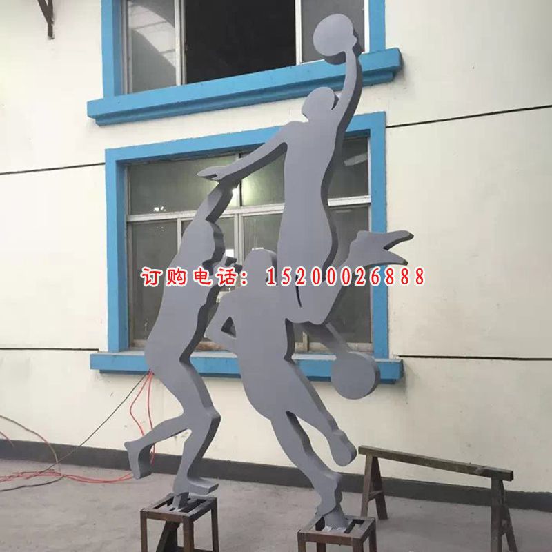 不锈钢打篮球雕塑，广场不锈钢运动雕塑 (1)