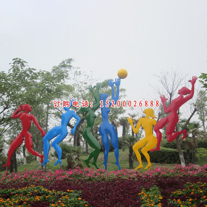 不锈钢运动雕塑打排球雕塑