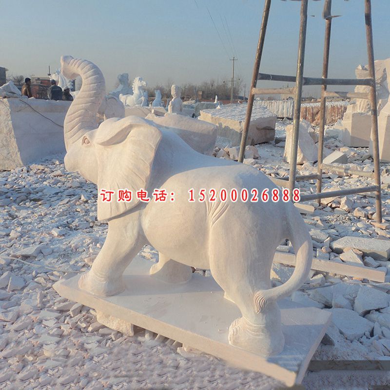 小象石雕，公园大理石动物雕塑 (4)