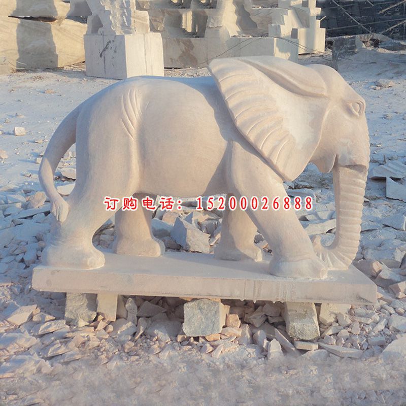 小象石雕，公园大理石动物雕塑 (3)