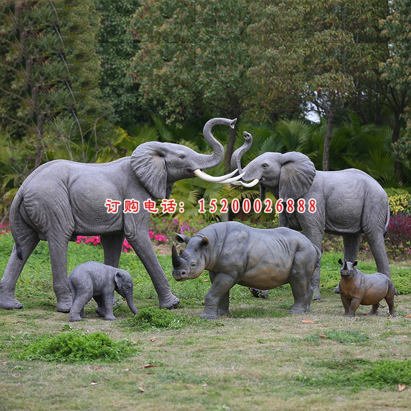 石雕大象动物雕塑，大理石公园动物雕塑3
