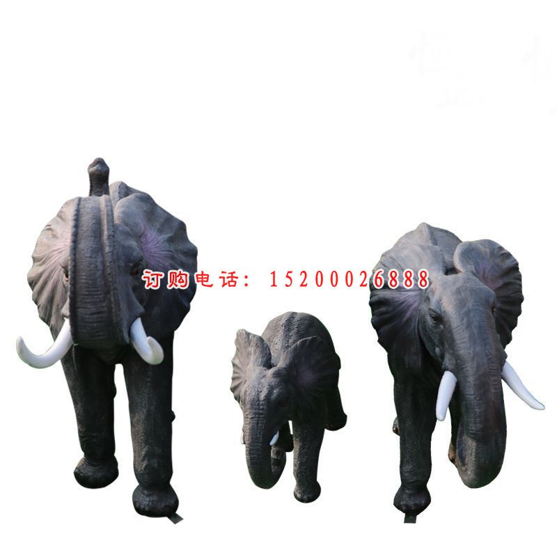青石象牙大象  石雕广场动物摆件