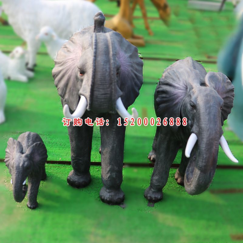 青石象牙大象  石雕公园动物摆件