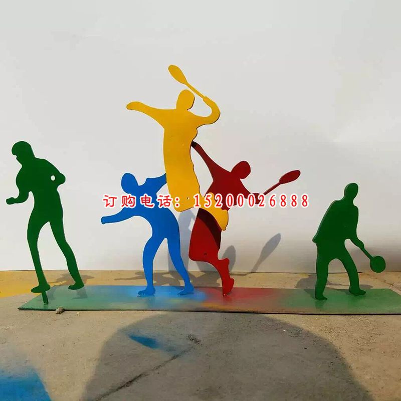 不锈钢打羽毛球雕塑，抽象人物不锈钢雕塑