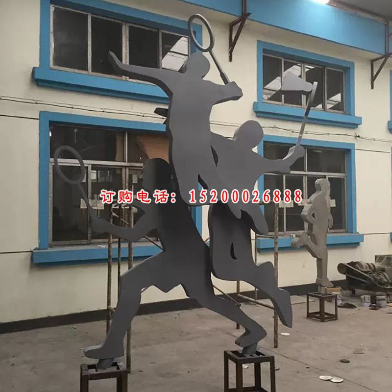 不锈钢打羽毛球雕塑，广场不锈钢雕塑 (2)