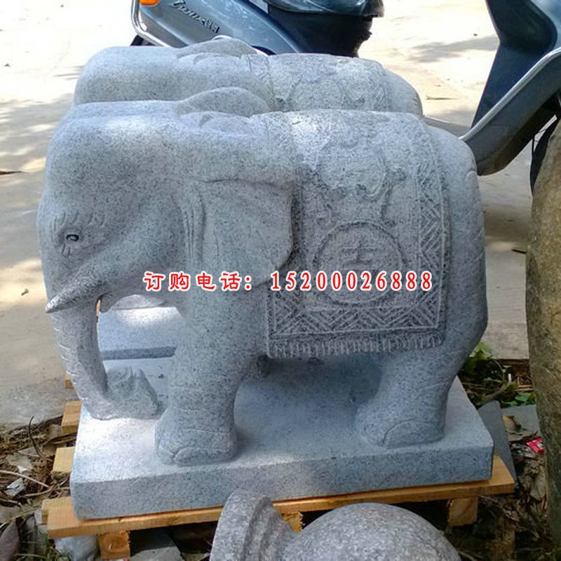 青石象牙大象   石雕招财镇宅大象雕塑  (7)