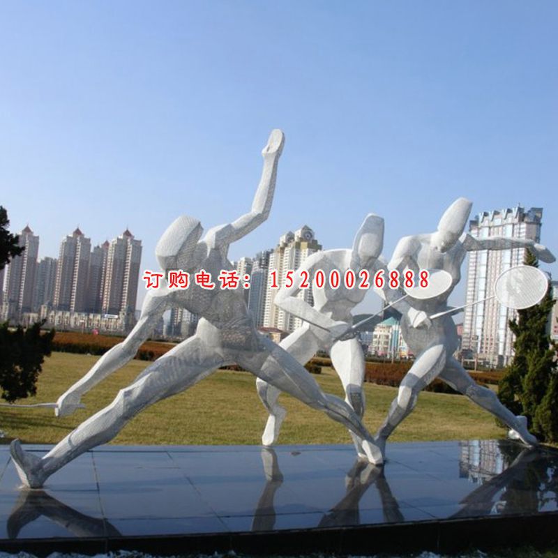 不锈钢几何运动人物雕塑 公园抽象人物摆件