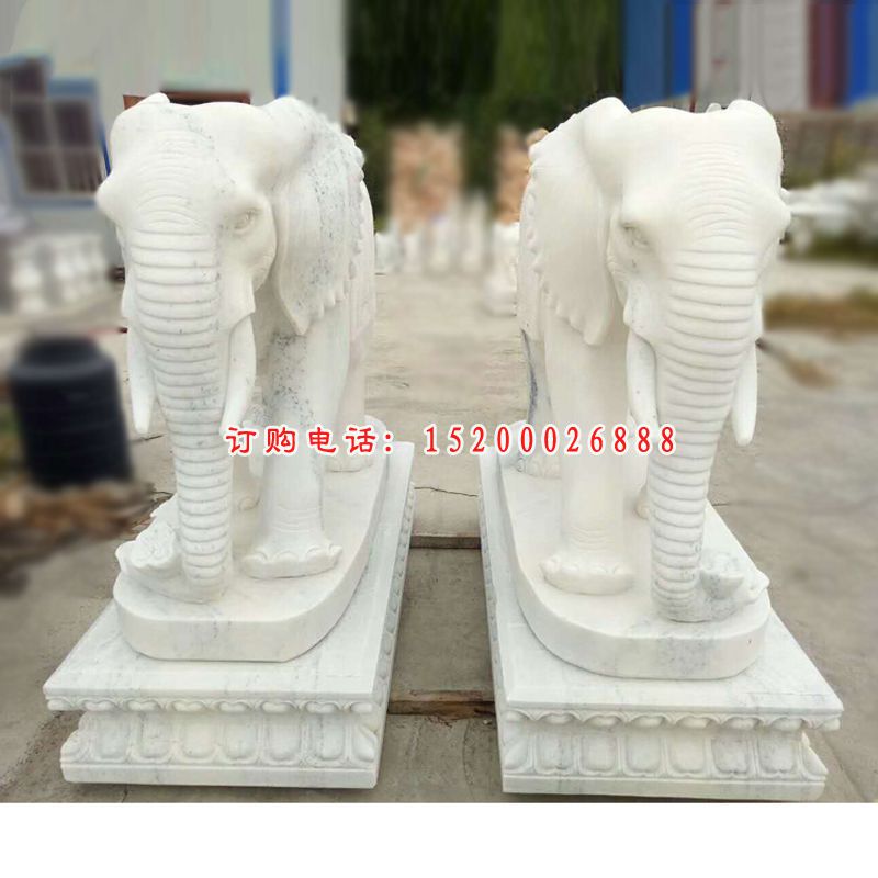 石雕大象大理石企业门口大象雕塑 (13)
