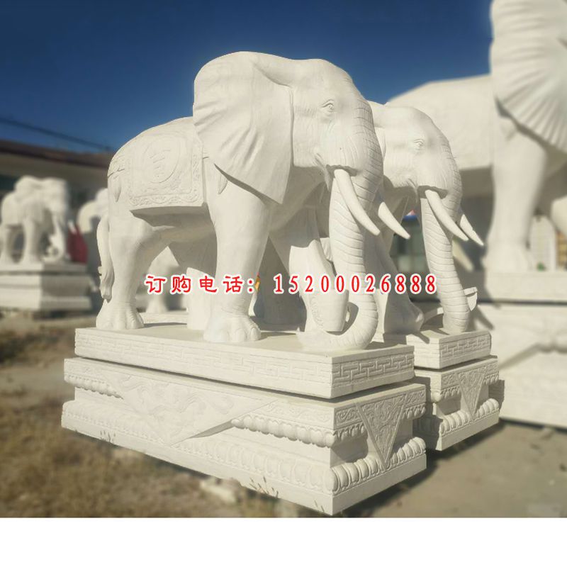 石雕大象大理石企业门口大象雕塑 (16)