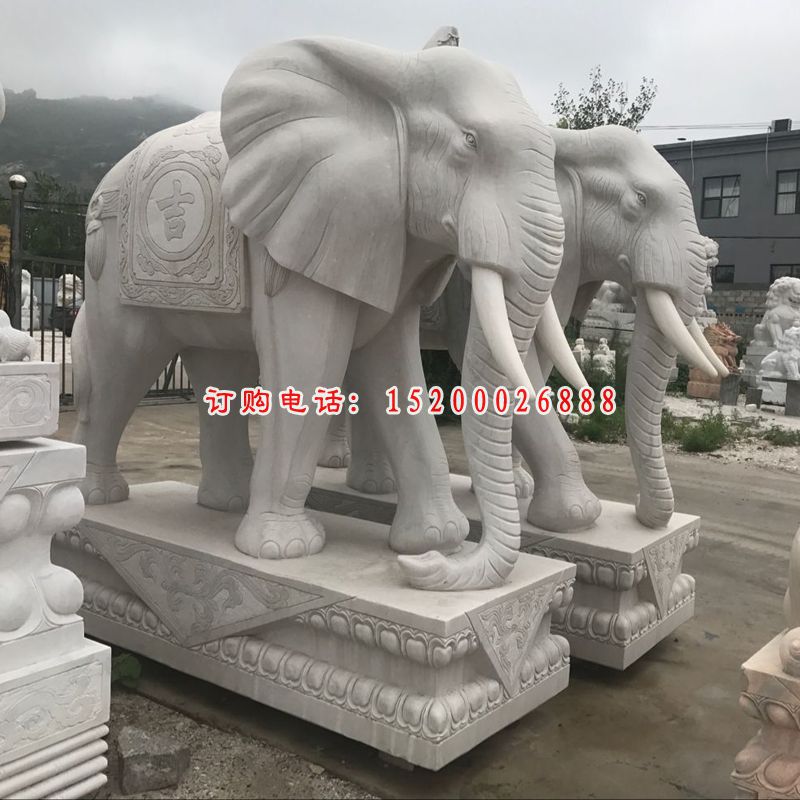 石雕大象大理石招财镇宅大象雕塑 (7)