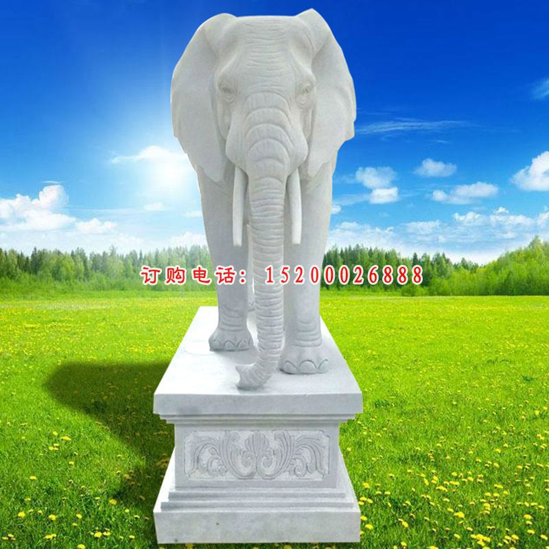 石雕大象雕塑   大理石公园动物摆件