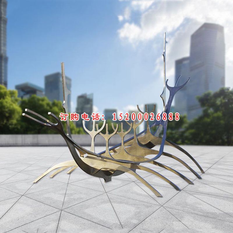 抽象创意线条广场景观雕塑，不锈钢景观雕塑