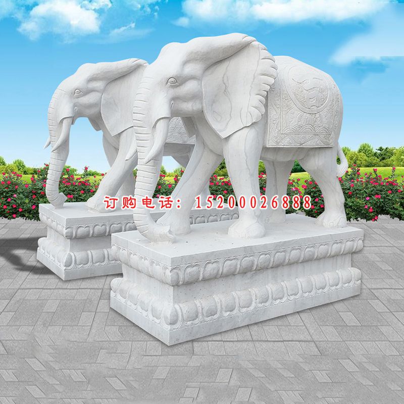 青石象牙大象  石雕小区动物雕塑 (13)