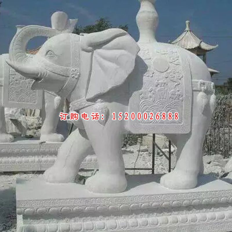 石雕大象，汉白玉大象石雕