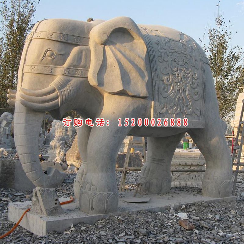 石雕大象，石雕动物雕塑