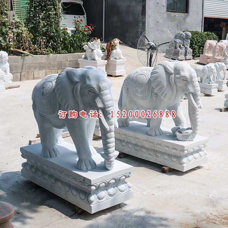 石雕大象大理石企业门口大象雕塑 (4)