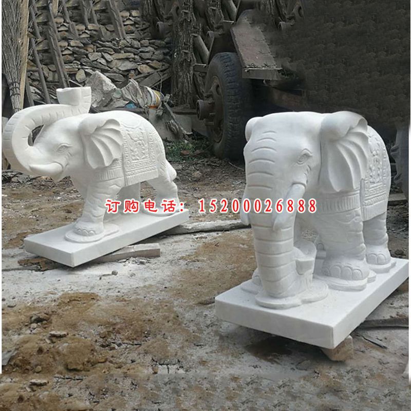 石雕大象大理石企业门口大象雕塑 (5)