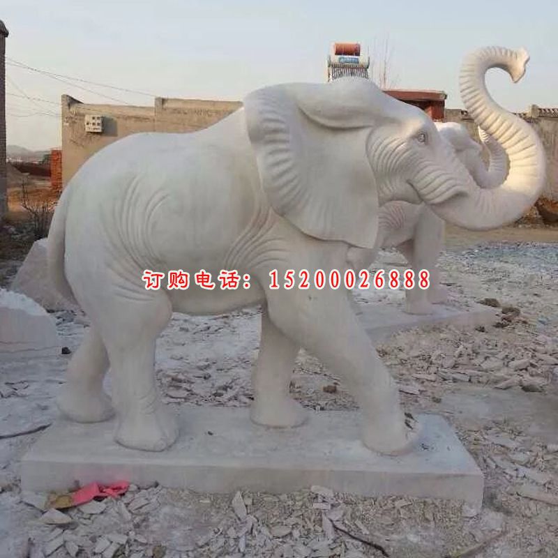 石雕大象，大理石大象雕塑