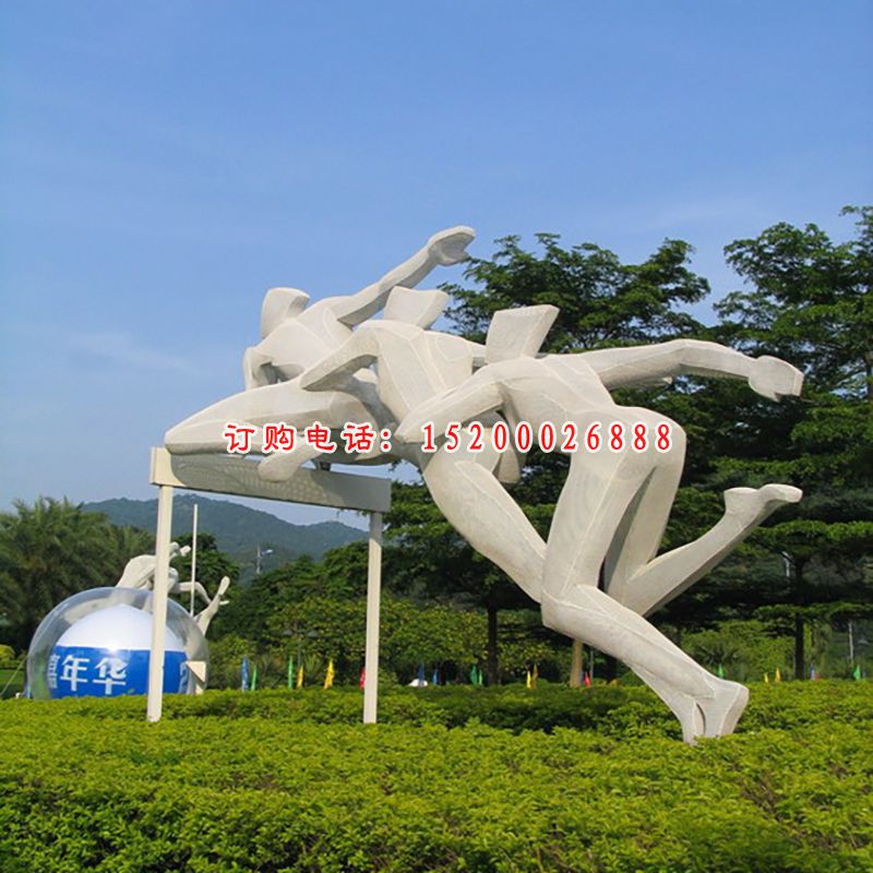 跨栏雕塑，不锈钢运动雕塑 (1)