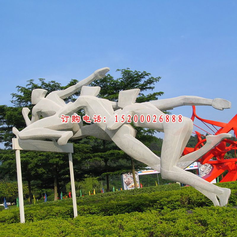 跨栏雕塑，不锈钢运动雕塑 (4)