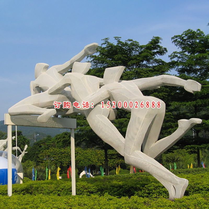 跨栏雕塑，不锈钢运动雕塑 (5)
