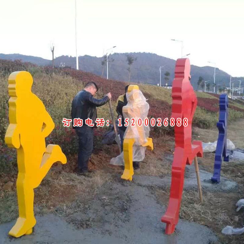 不锈钢跑步雕塑，广场不锈钢运动雕塑 (5)