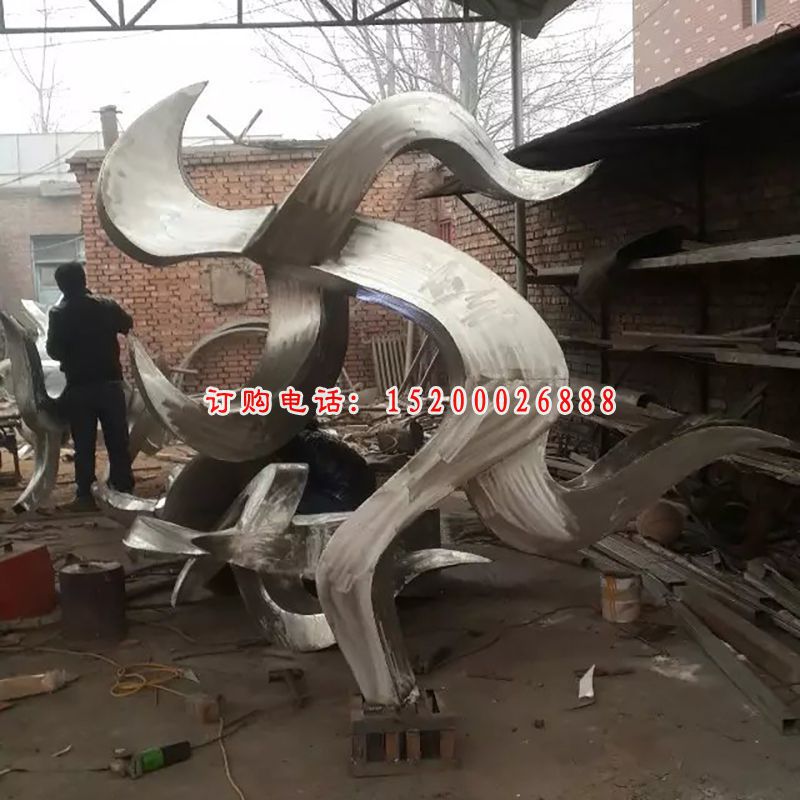 不锈钢跑步雕塑，不锈钢抽象人物雕塑 (2)