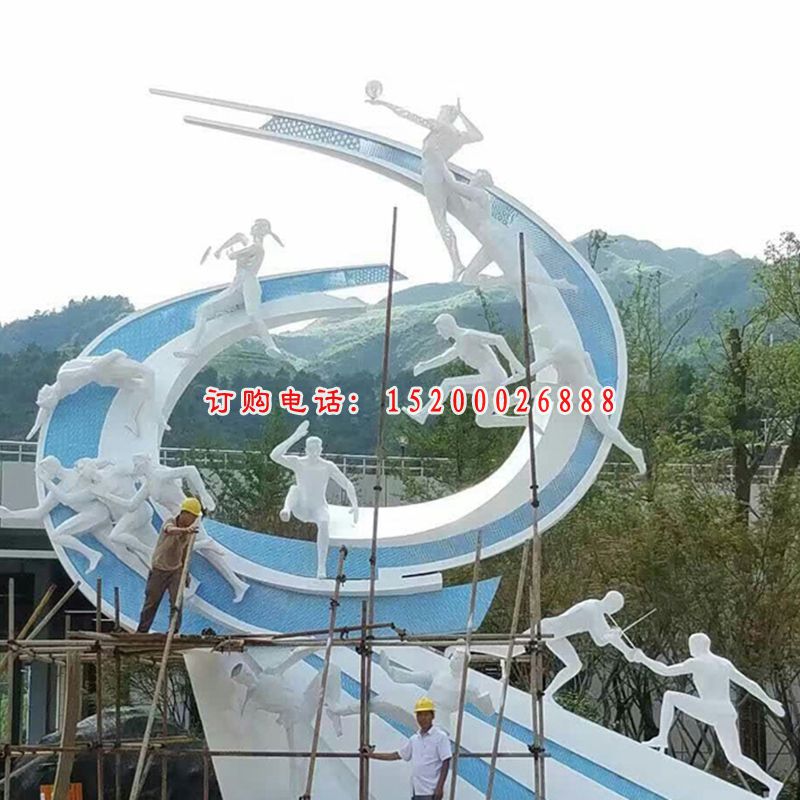 不锈钢月亮奔跑  公园景观雕塑