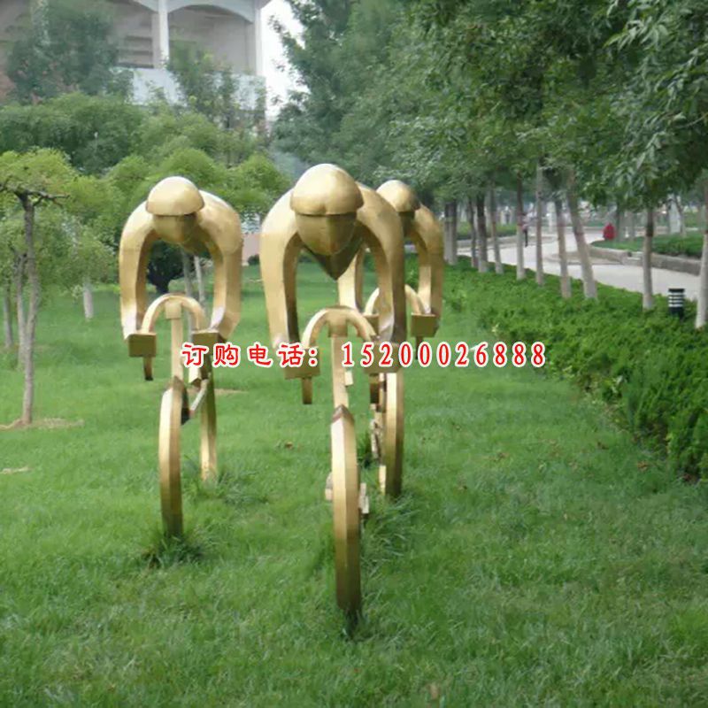 不锈钢抽象赛车雕塑，公园抽象赛车不锈钢雕塑 (2)