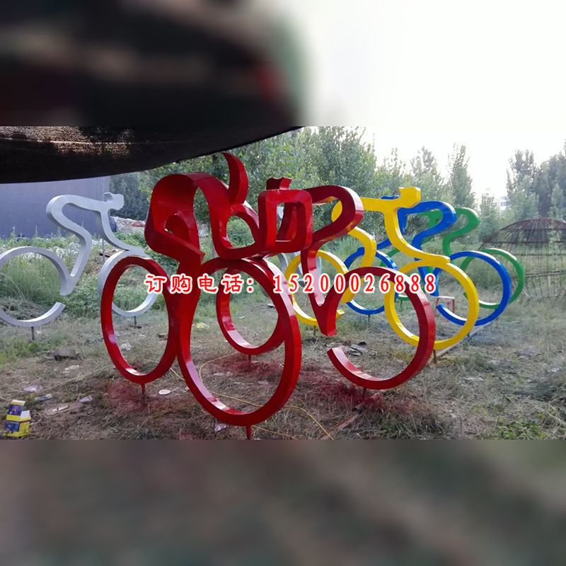 不锈钢赛车雕塑，不锈钢抽象人物雕塑 (1)