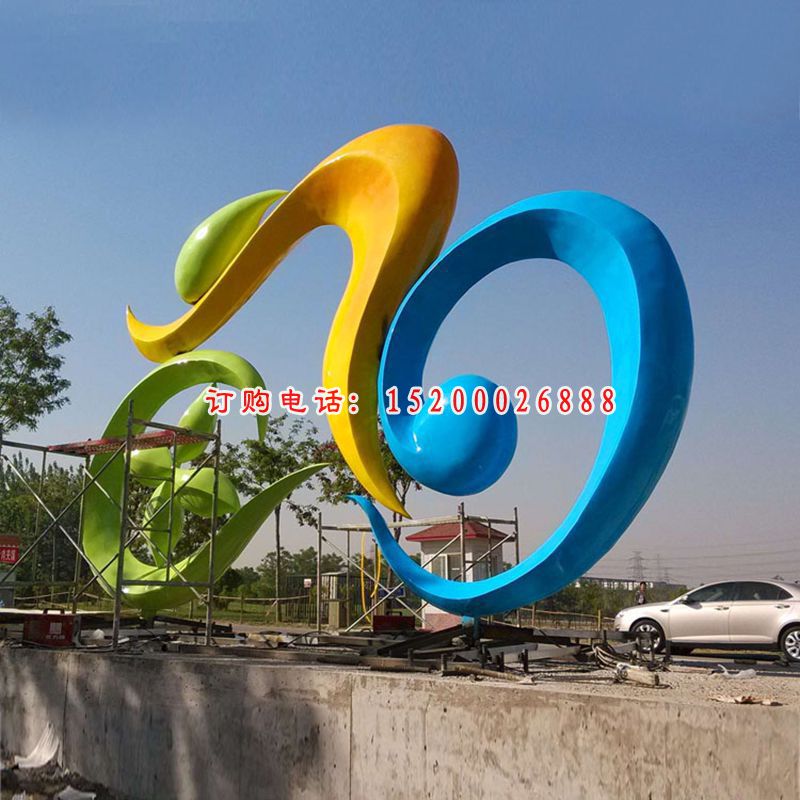不锈钢抽象骑车  公园景观雕塑 (1)
