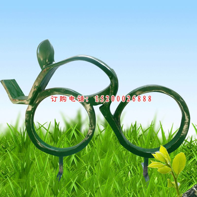 公园景观摆件，不锈钢抽象骑单车的人物雕塑 (4)