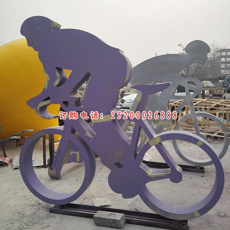 不锈钢赛车雕塑，不锈钢运动雕塑 (2)