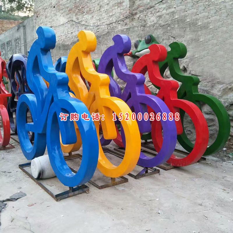 公园景观雕塑，不锈钢抽象骑单车的人物雕塑 (3)