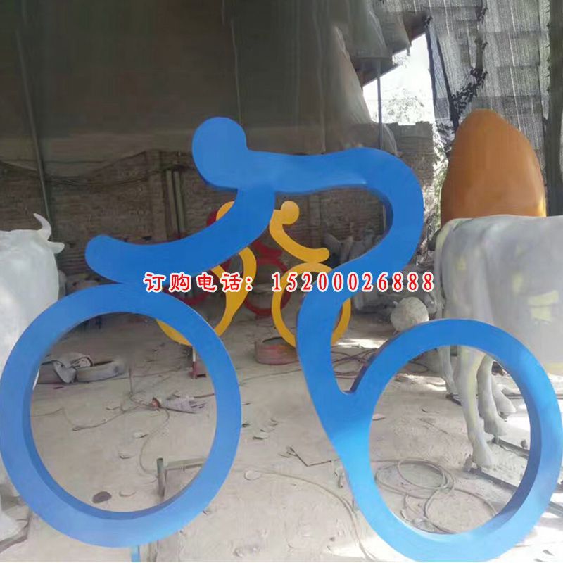 公园景观雕塑，不锈钢抽象骑单车的人物雕塑