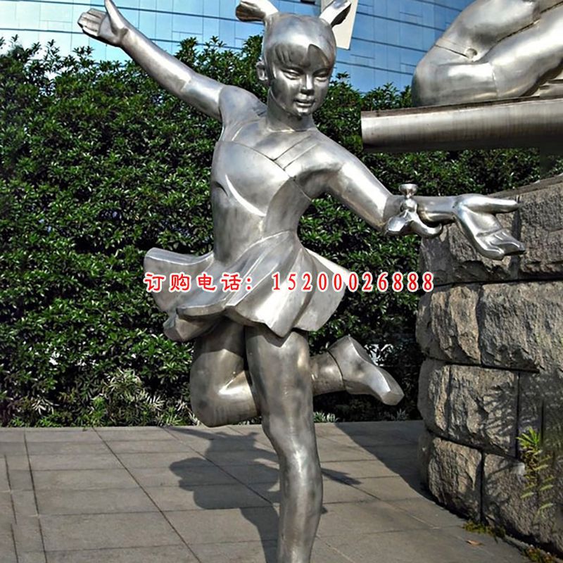 不锈钢跳舞儿童  公园人物雕塑