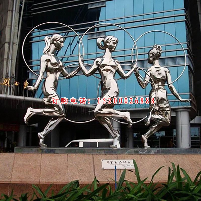 不锈钢跳舞美女   广场人物雕塑