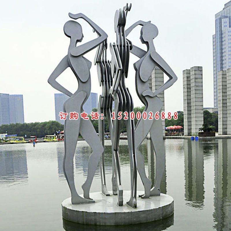 不锈钢跳舞情侣   广场景观雕塑 (1)