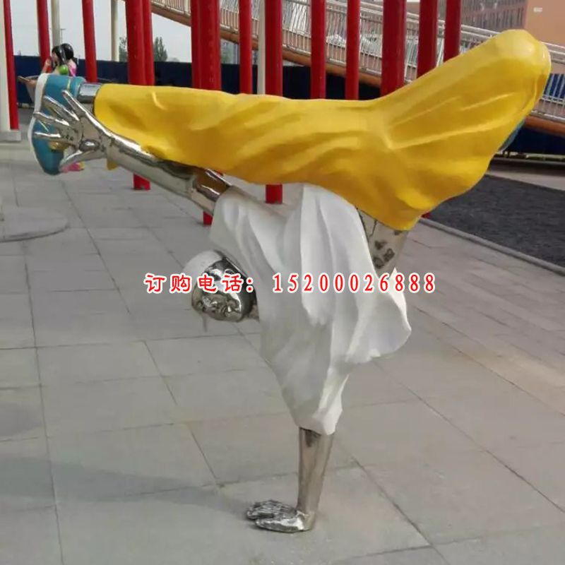 跳街舞人物雕塑，人物不锈钢雕塑