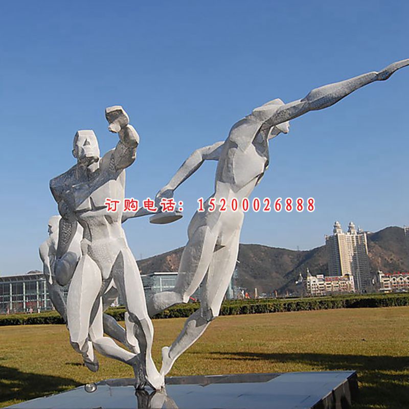 不锈钢滑冰人物  广场人物雕塑 (3)