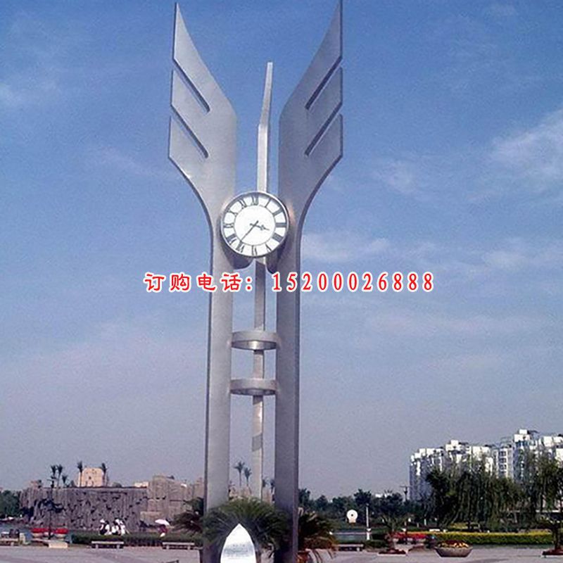 不锈钢钟表雕塑   广场景观雕塑