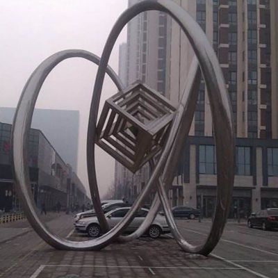 不锈钢抽象方块 广场景观雕塑